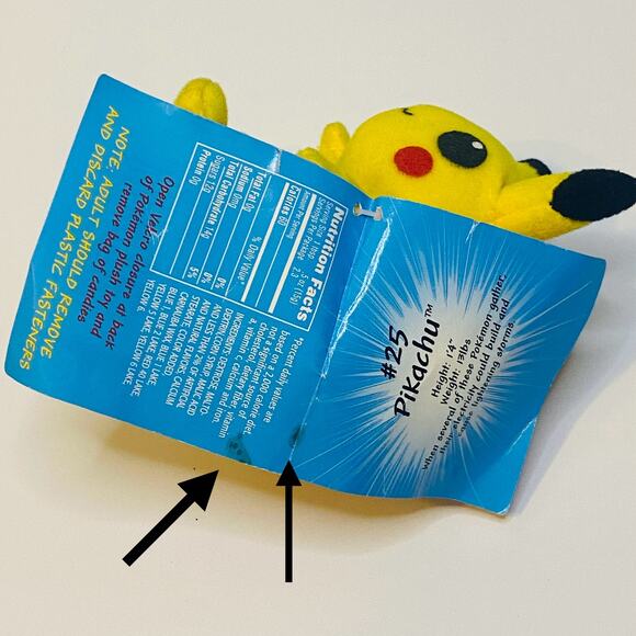 Vintage Pokemon Pikachu Plush Treat Keeper with Tag! Wonka Tart Tinies Hasbro - Picture 4 of 11